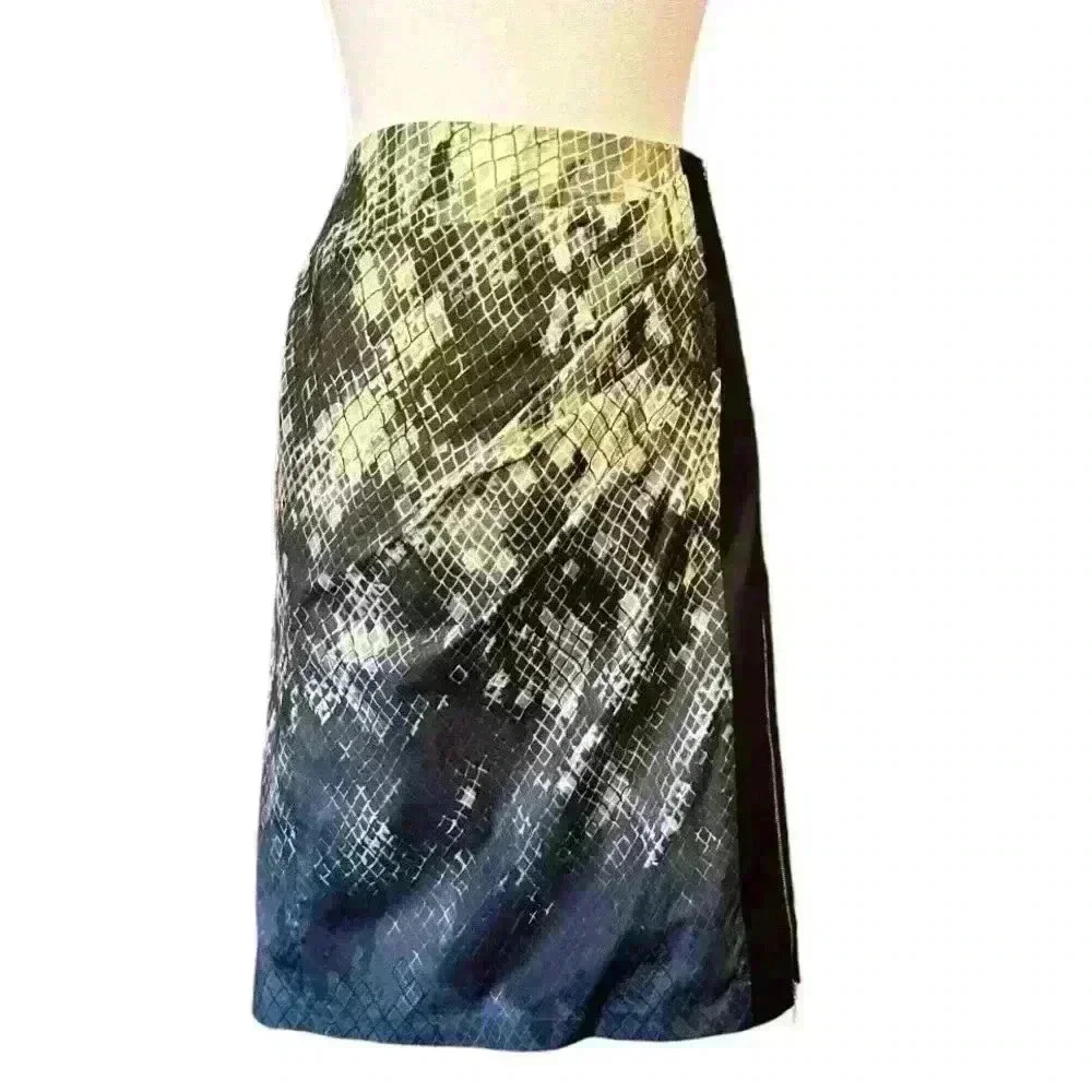 Karen Millen Snake Print Knee Length Straight Pencil Skirt Size 10